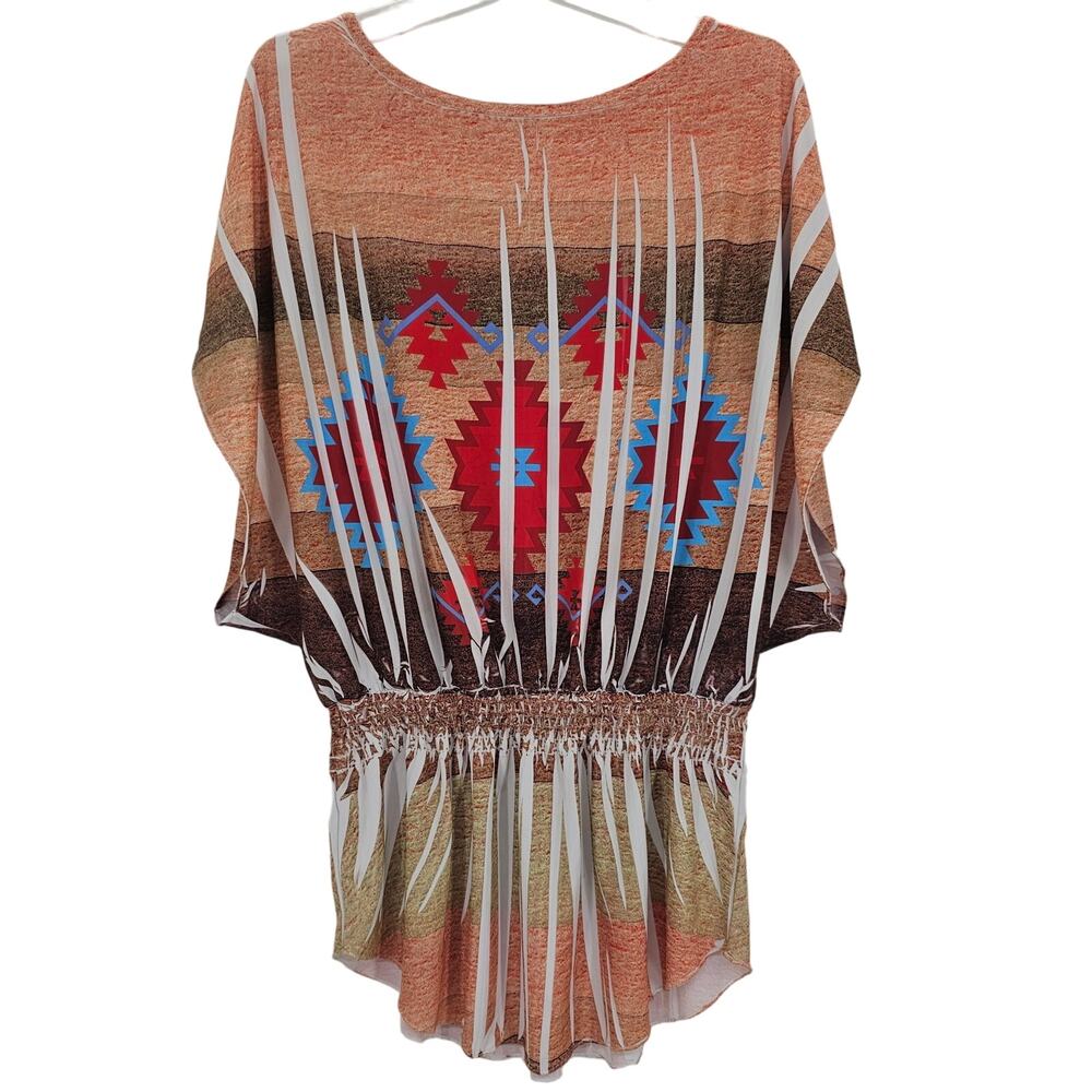 VTG Charming Charlie Womans size M Southwest Aztec Peplum Blouse USA Boho